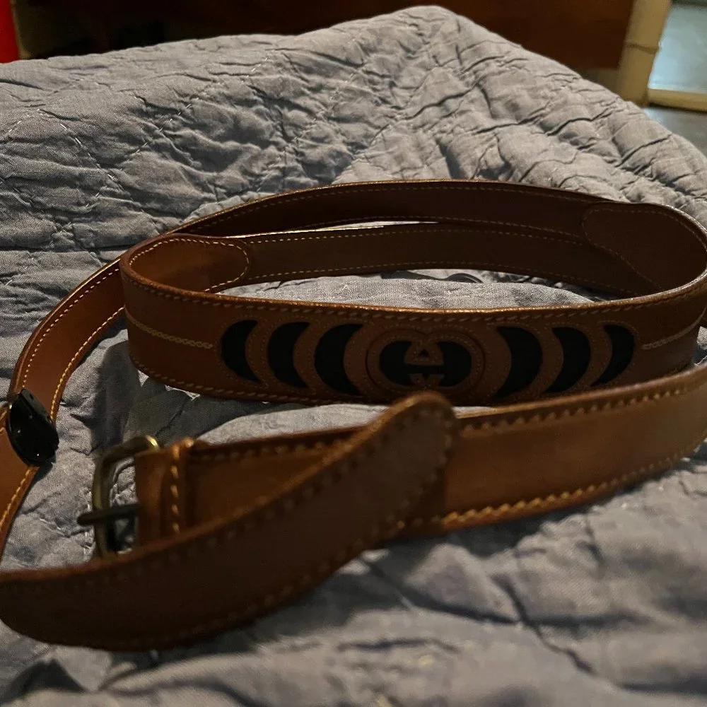 gucci belt, quiet luxury double wrap navy and leather (RARE!!) - Picture 3 of 10